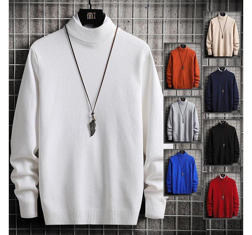 Turtleneck Plain Sweater Product Image