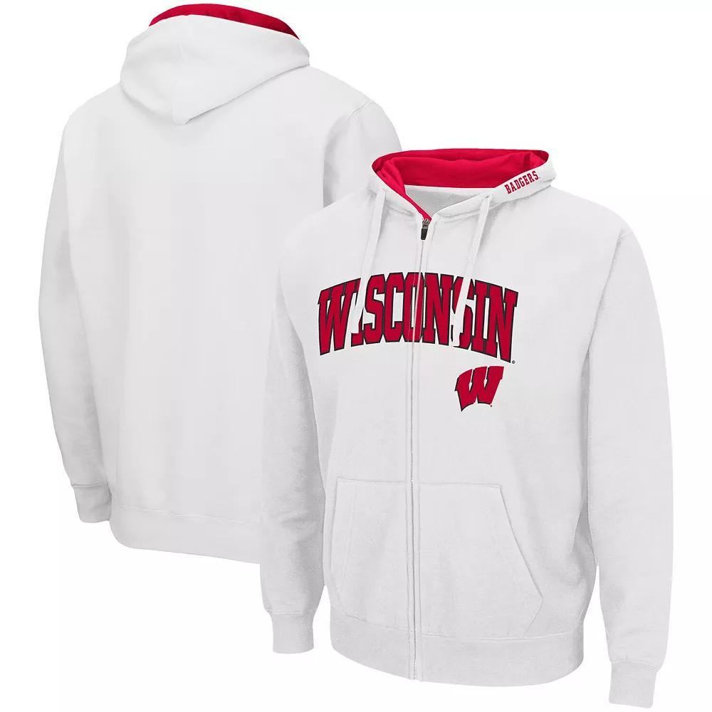 Men's Colosseum White Wisconsin Badgers Arch & Logo 3.0 Full-Zip Hoodie, Size: XL Product Image