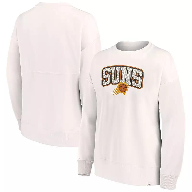Women's Fanatics Branded White Phoenix Suns Tonal Leopard Pullover Sweatshirt, Size: Medium, Phx White Product Image