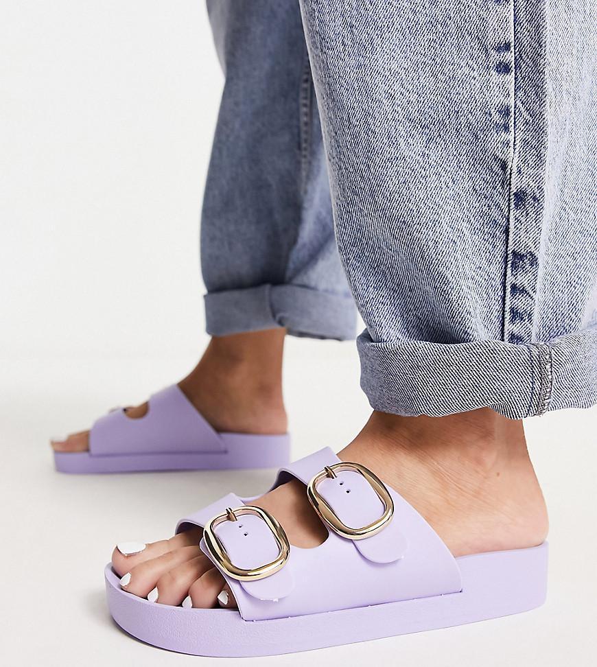 London Rebel wide fit double buckle footbed sandals Product Image