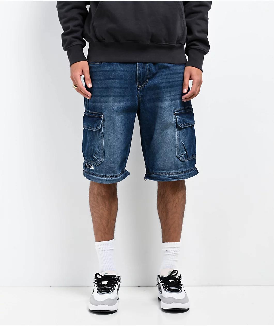 Empyre Blue Zip Off Cargo Denim Skate Jeans Product Image