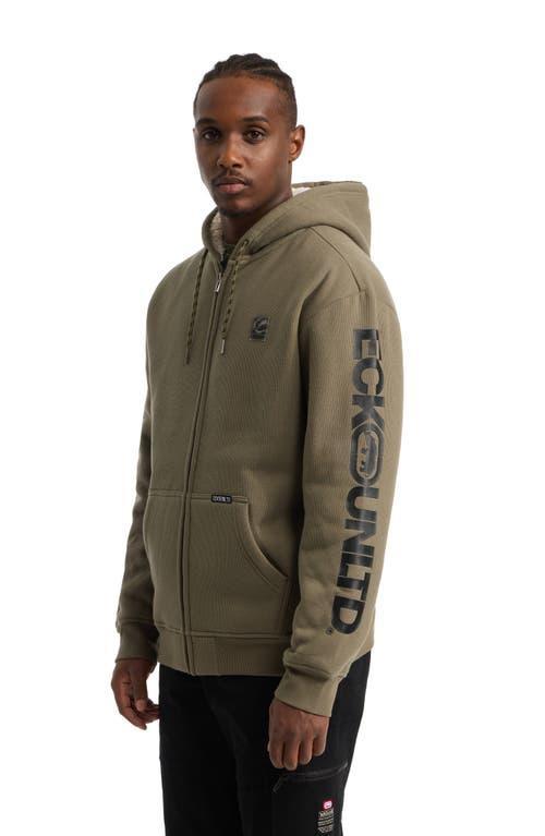Ecko Unltd. Men's One Hit faux shearling Hoodie in Olive at Nordstrom, Size X-Large Product Image