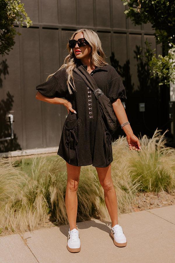 Down By The Lake Romper in Black Product Image