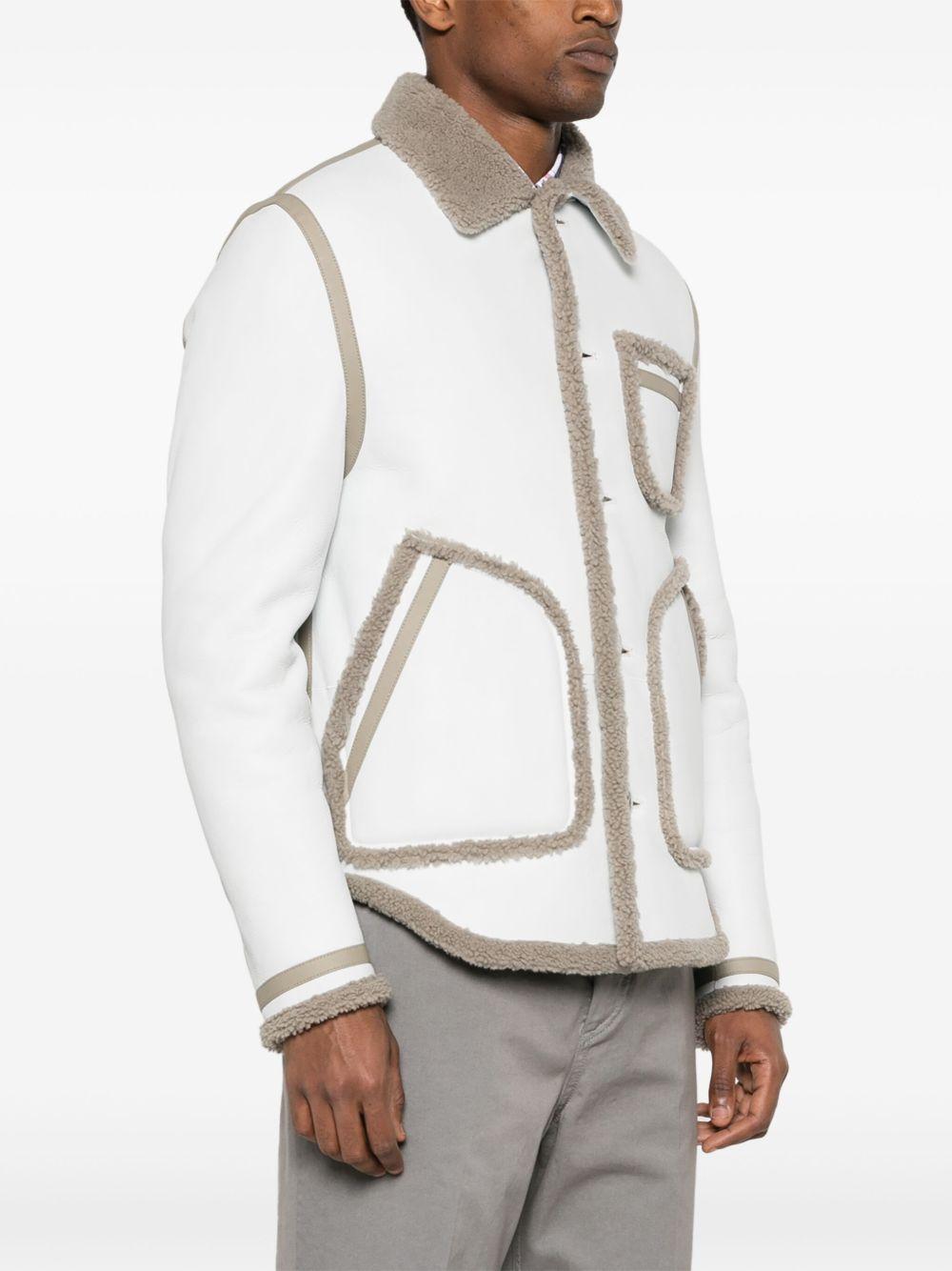 shearling-trim leather jacket Product Image