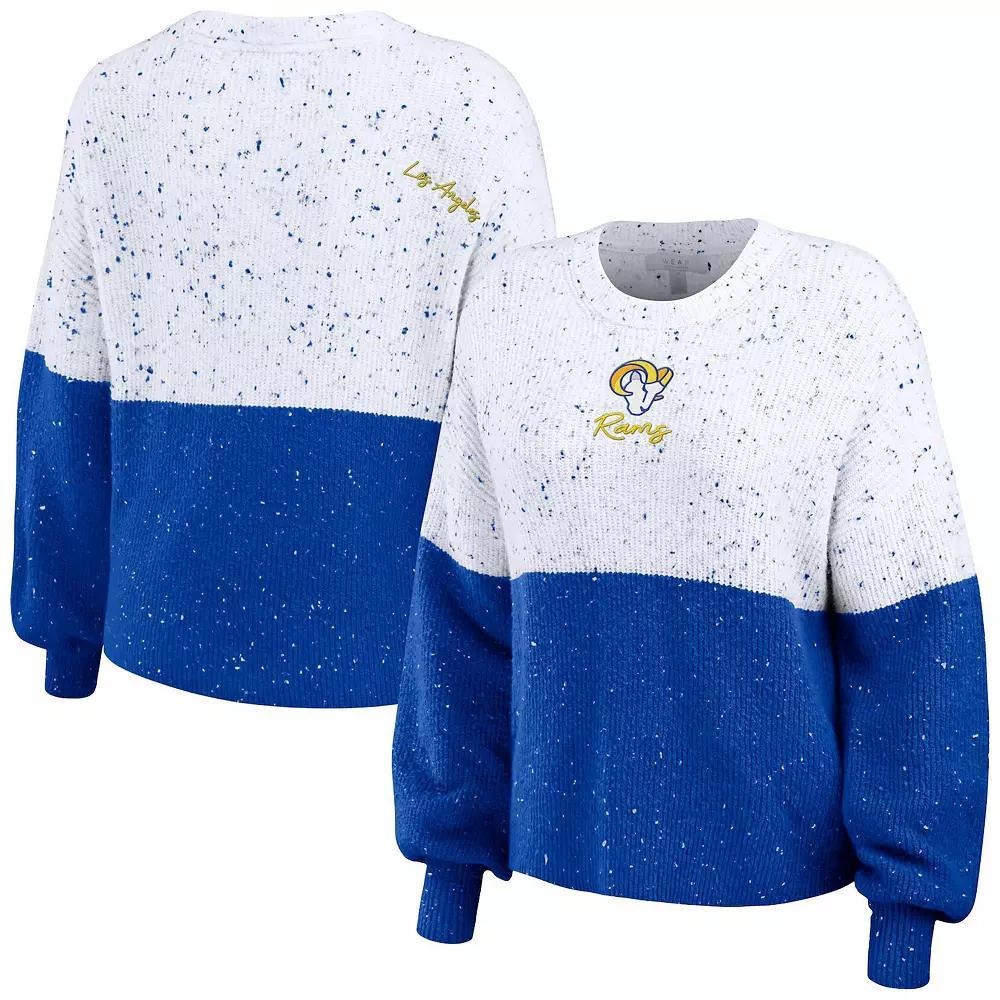 Women's WEAR by Erin Andrews  White/Black Las Vegas Raiders Lighweight Modest Crop Color-Block Pullover Sweater, Size: Medium, Lvr White Product Image