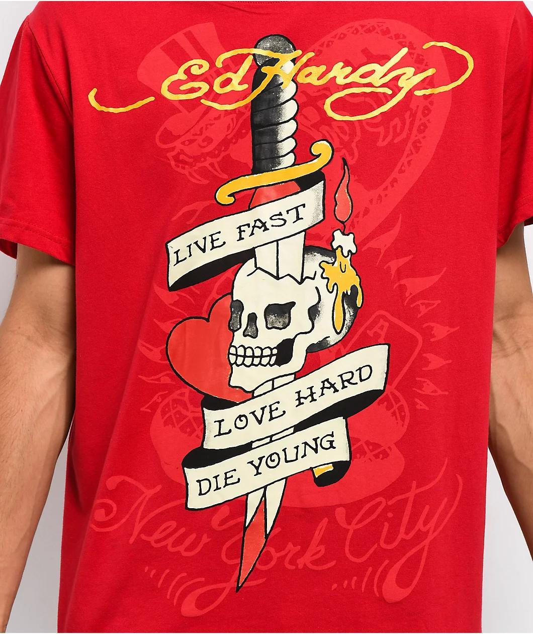 Ed Hardy Live Fast Red T-Shirt Product Image