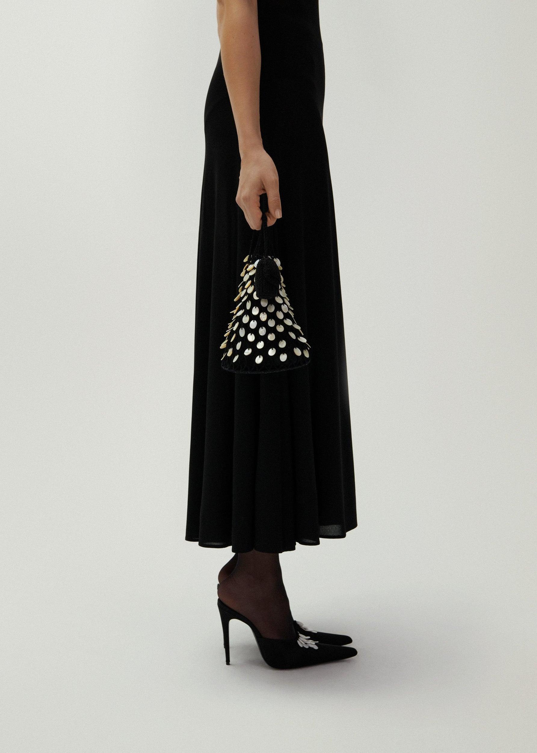 Small Devana bag in black with mother of pearl embellishment Product Image