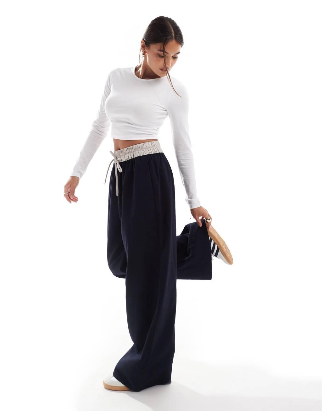 ASOS DESIGN fitted crop t-shirt with long sleeve in black Product Image