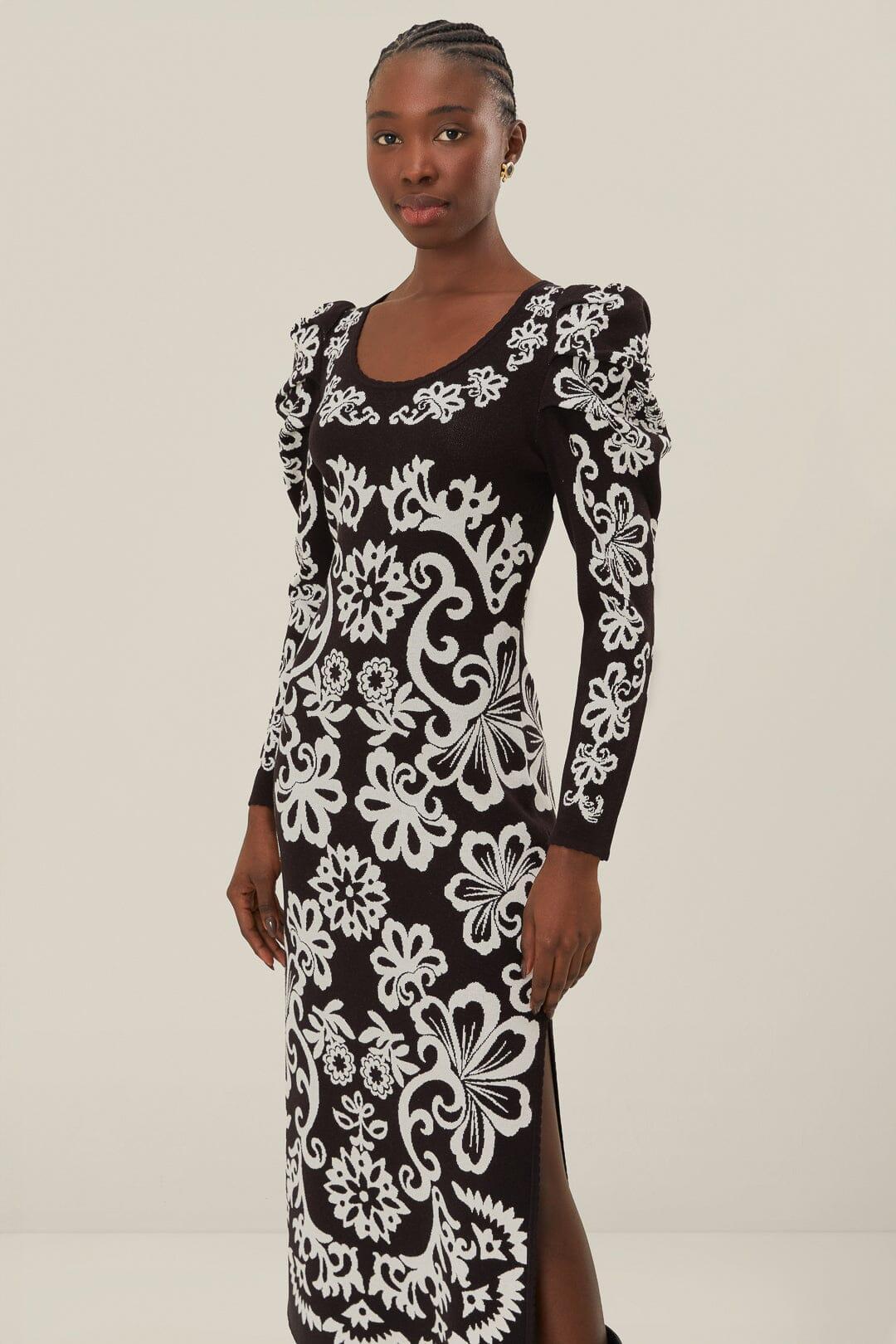Black Cashew Mandala Knit Dress, CASHEW MANDALA BLACK / M Product Image