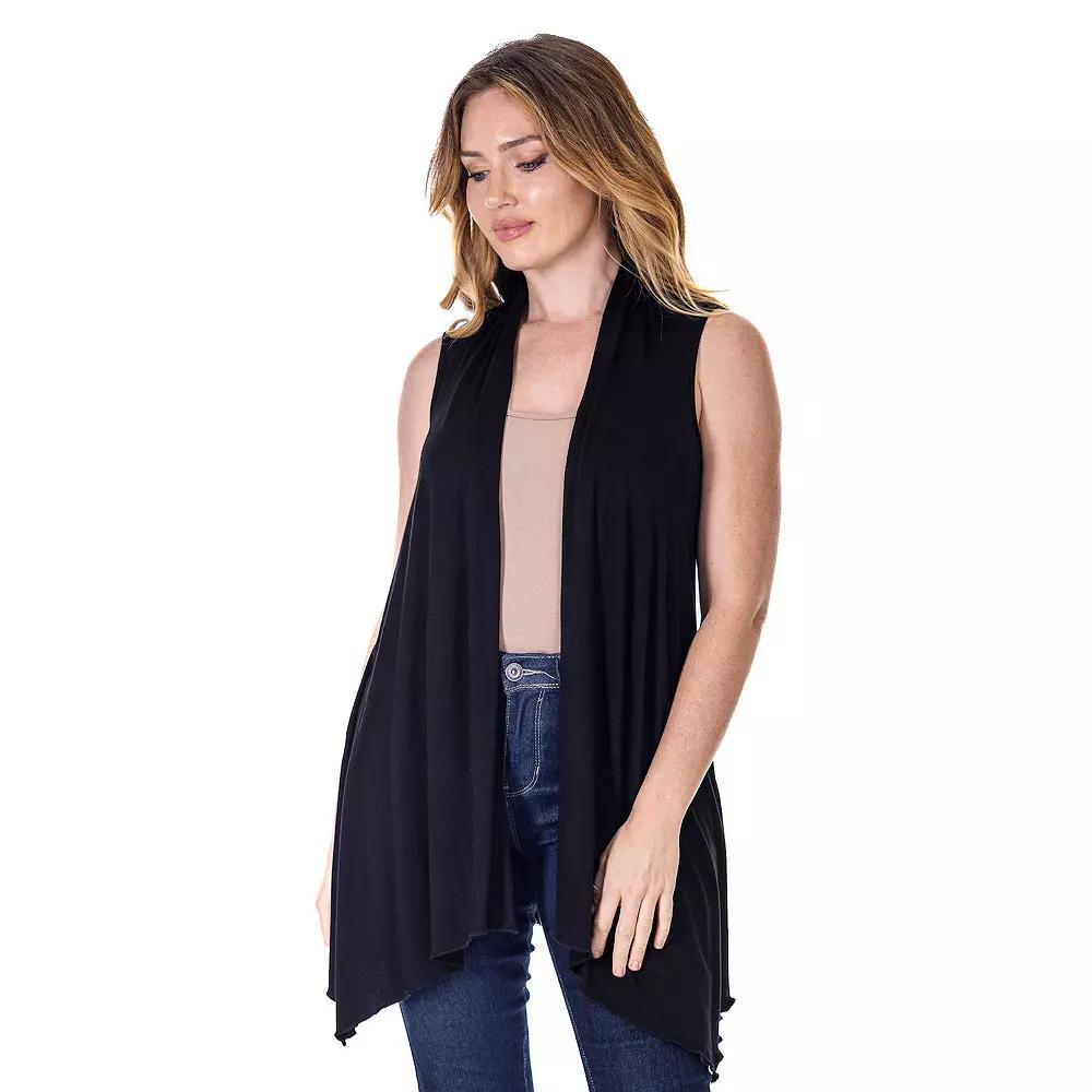 Women's 24Seven Comfort Apparel Draped Open Front Sleeveless Cardigan Vest, Size: Small, Grey Product Image