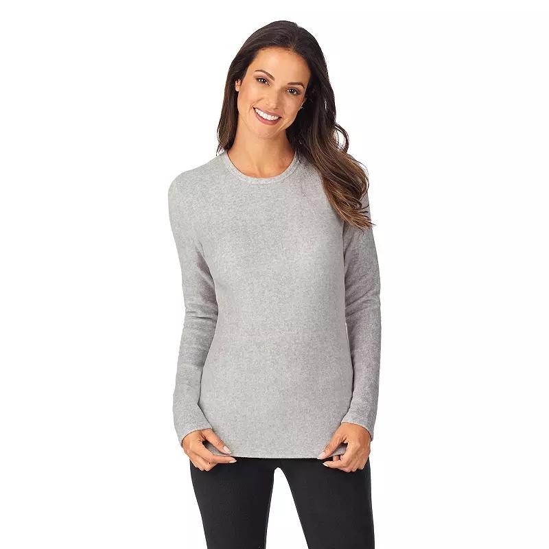 Women's Cuddl Duds® Fleecewear With Stretch Long Sleeve Top, Size: Large, Black White Snowflake Product Image