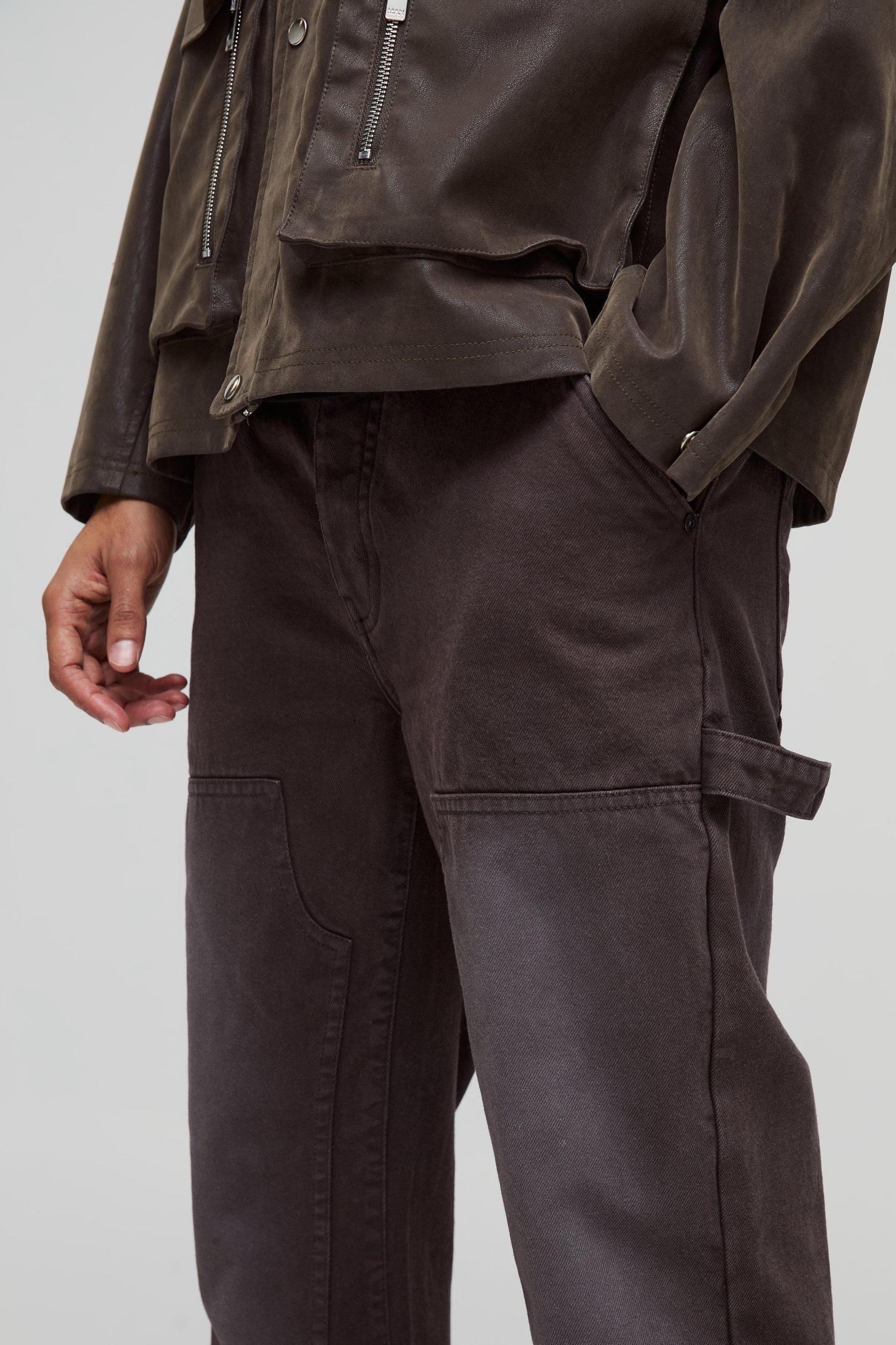 Straight Leg Washed Carpenter Jeans | boohooMAN USA Product Image