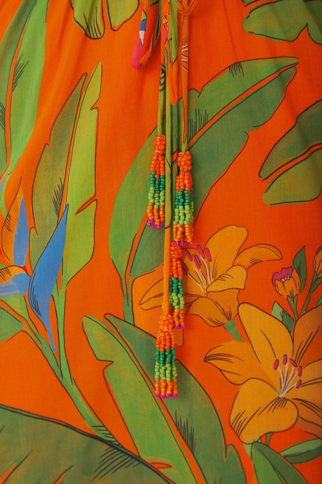 Orange Fresh Macaws Midi Dress Product Image