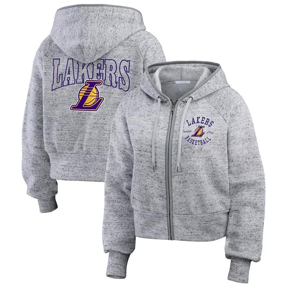 Women's WEAR by Erin Andrews Heather Gray Los Angeles Lakers Speckled Radiator Full-Zip Hoodie, Size: 2XL, Grey Product Image