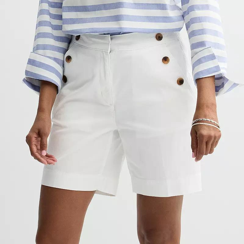 Women's Croft & Barrow® Classic Button Shorts, Size: 8, Bright White Product Image