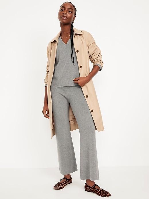 High-Waisted Crop Kick Flare Sweater Pants Product Image