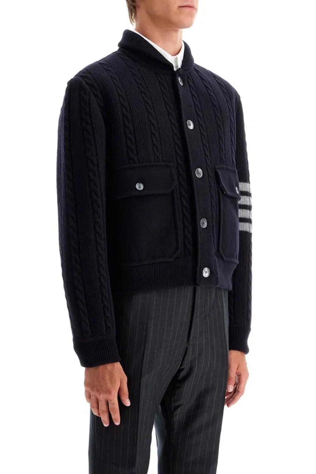 THOM BROWNE Wool 4-bar B Men In Blue Product Image