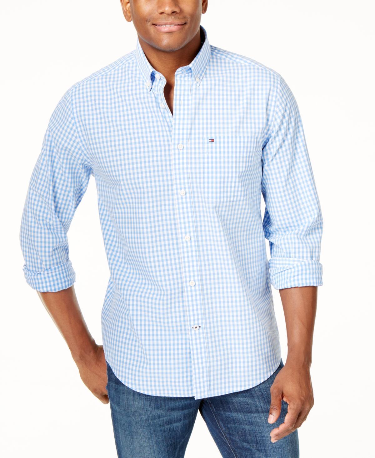 Mens Tommy Hilfiger Capote Classic-Fit Solid Shirt Blue Check Product Image