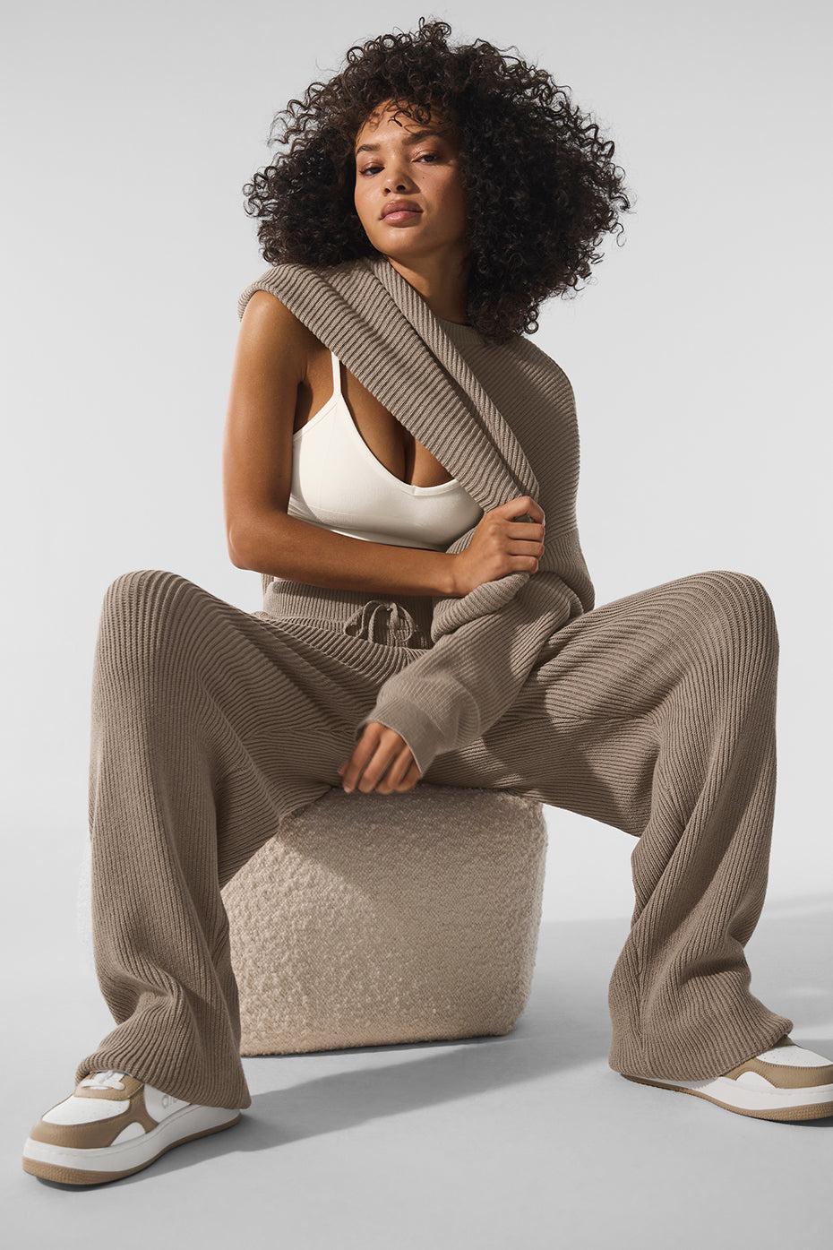 Domain Rib Knit Crew Sweater - Gravel Female Product Image