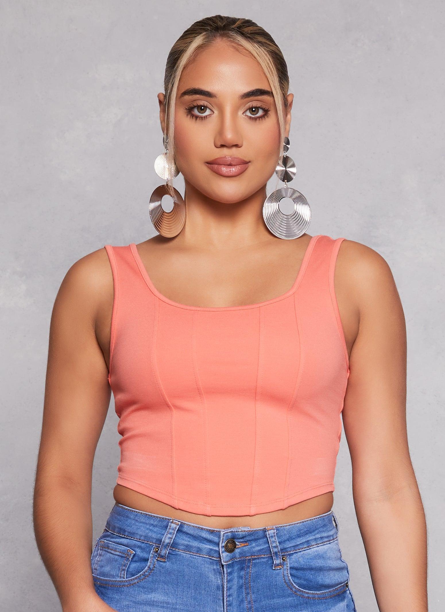 Womens Scoop Neck Corset Tank Top Product Image