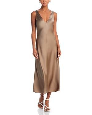 Womens Savannah Silk Satin V-Neck Midi-Dress Product Image