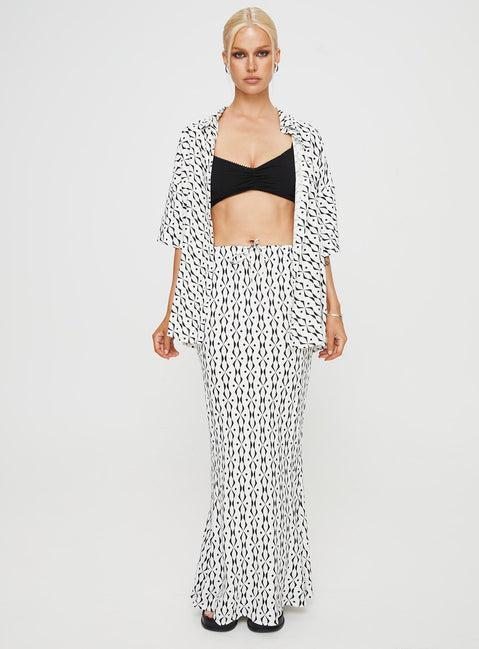 Mercer Linen Blend Maxi Skirt Black / White Product Image
