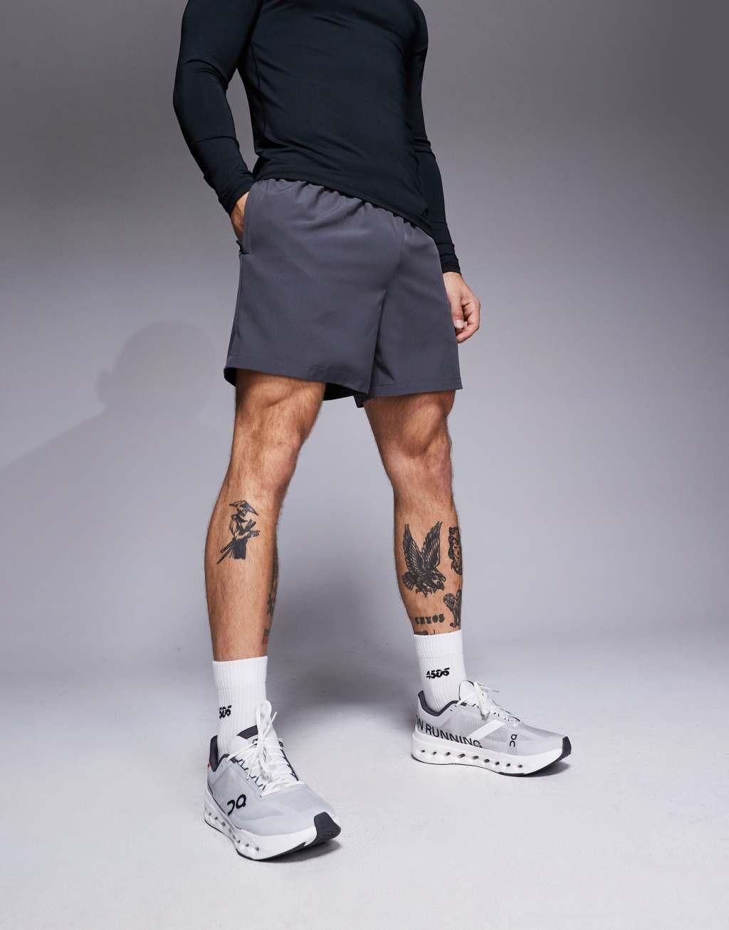 ASOS 4505 Icon 5-inch quick dry training shorts with zip pockets in charcoal Product Image
