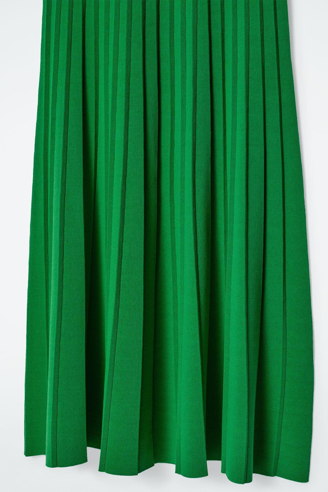 KNITTED PLEATED MAXI DRESS Product Image