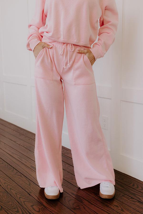 Cozy Lifestyle High Waist Vintage Wash Pants in Pink Product Image