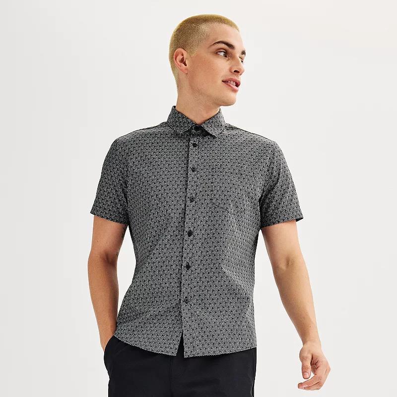 Men's FLX Performance Untucked-Fit Short Sleeve Button Down Shirt, Size: Small, Blue Water Product Image
