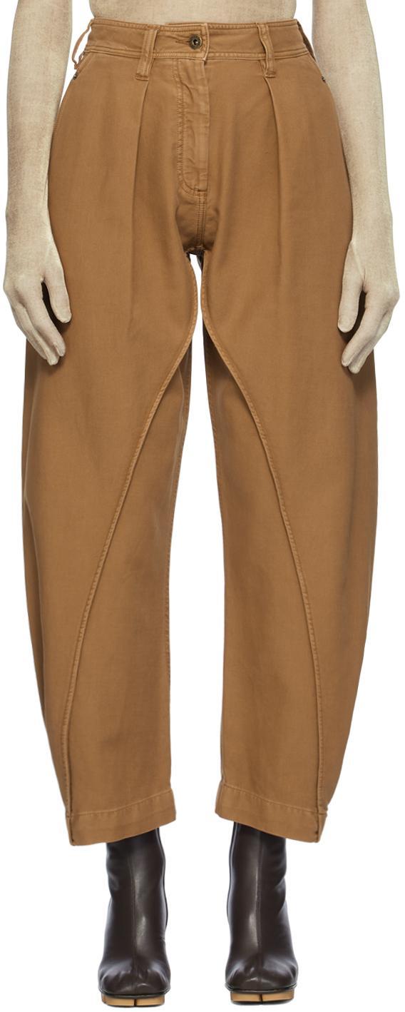 JW ANDERSON Workwear Cotton Twill Twisted Seam Pants In Brown Product Image