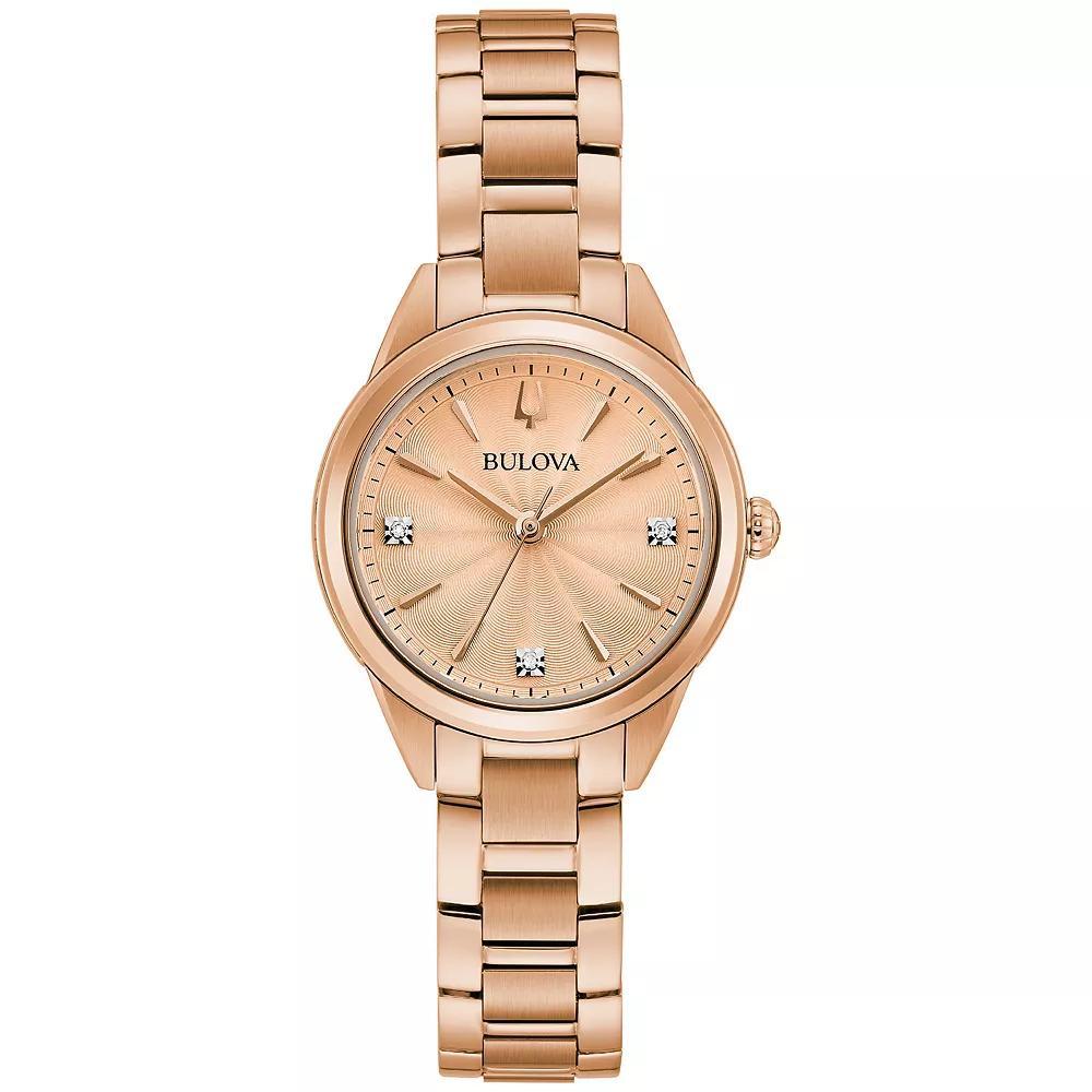 Bulova Womens Diamond Accent Rose Gold-Tone Stainless Steel Watch - 97P151K Rose Gold Tone Product Image