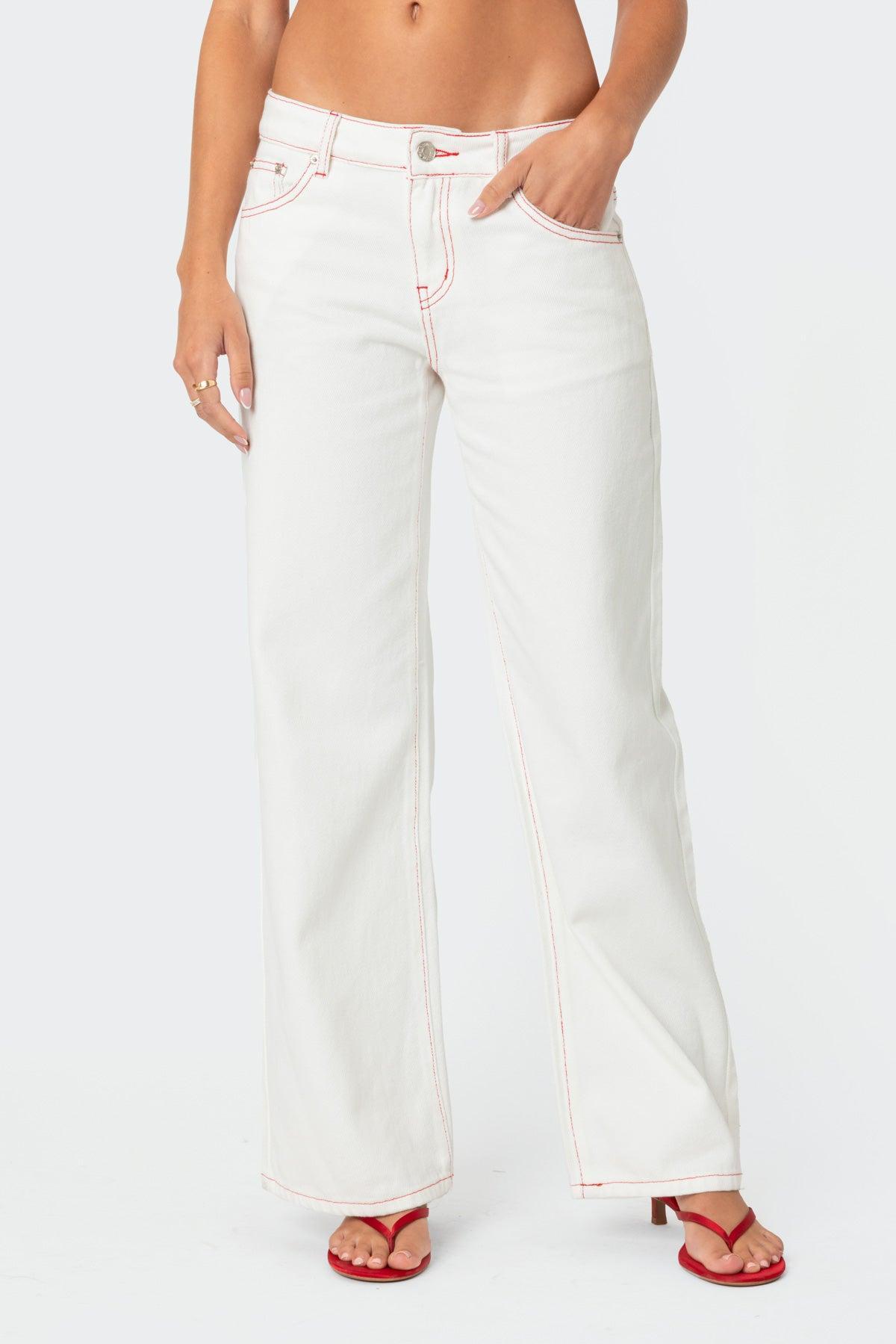 Strawberry Bow Pocket Jeans Product Image