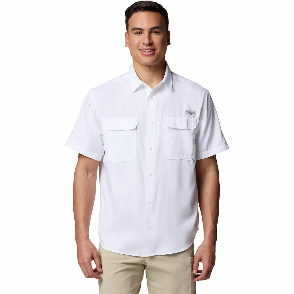 Men's Columbia PFG Backwater Short Sleeve Shirt, Size: Large, White Product Image