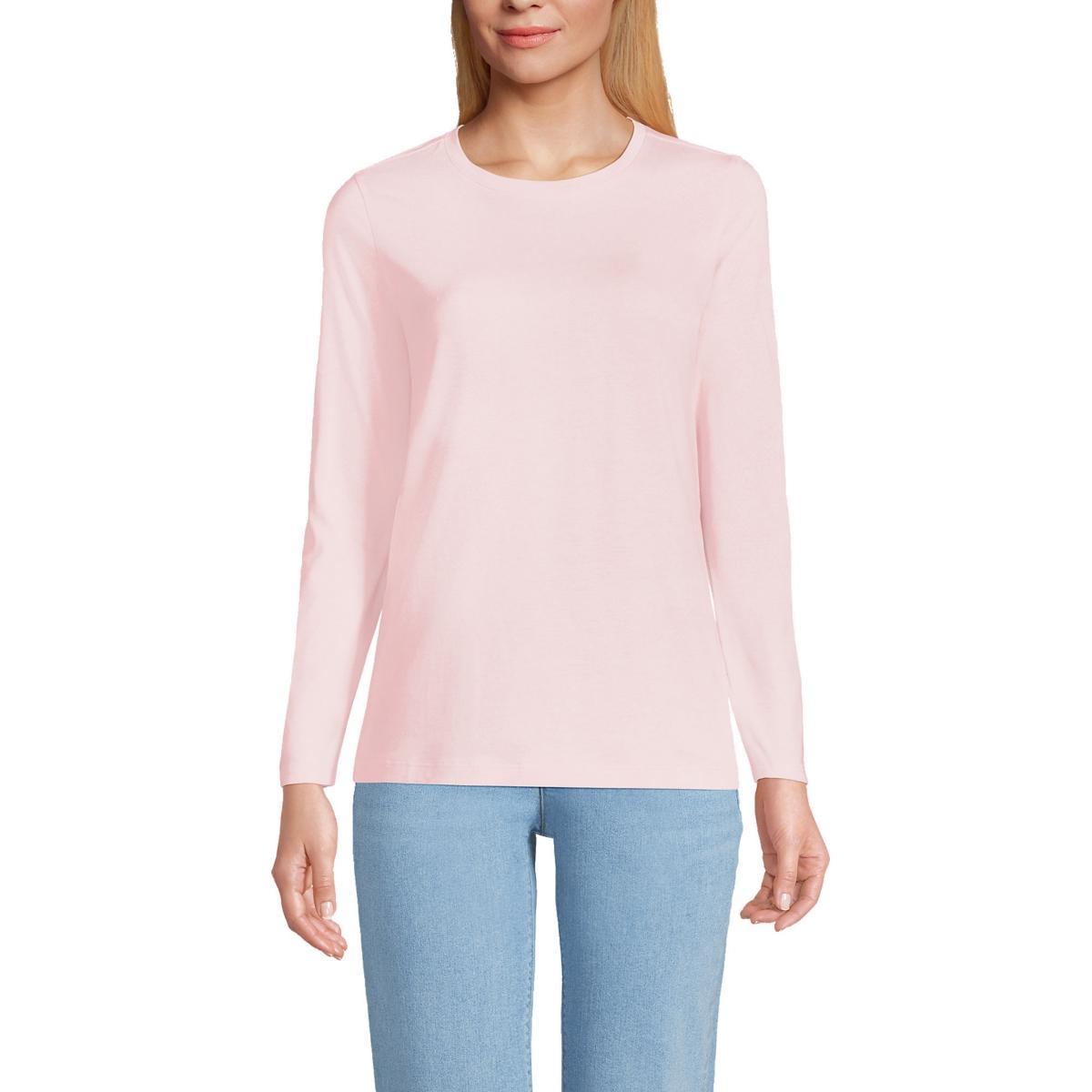 Petite Lands' End Relaxed-Fit Supima Long Sleeve Cotton Crewneck Tee, Women's, Size: XS Petite, Black Product Image