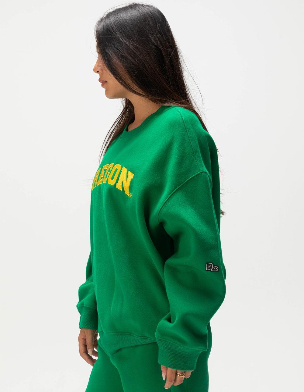 HYPE AND VICE University of Oregon Womens Crewneck Sweatshirt - GREEN Product Image