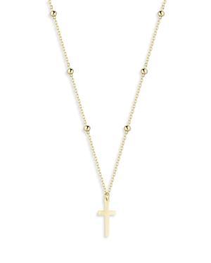 Moon & Meadow Beaded Chain Cross Necklace in 14K Yellow Gold, 16 Product Image