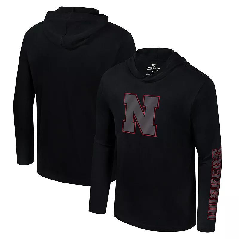 Men's Colosseum Black Oklahoma Sooners Color Pop Active Blend 2-Hit Long Sleeve Hooded T-Shirt, Size: 2XL Product Image