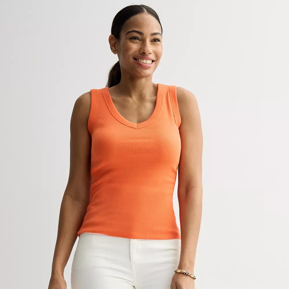 Women's Sonoma Goods For Life® Rib V-Neck Tank Top, Size: XXL, Pink Sandal Product Image