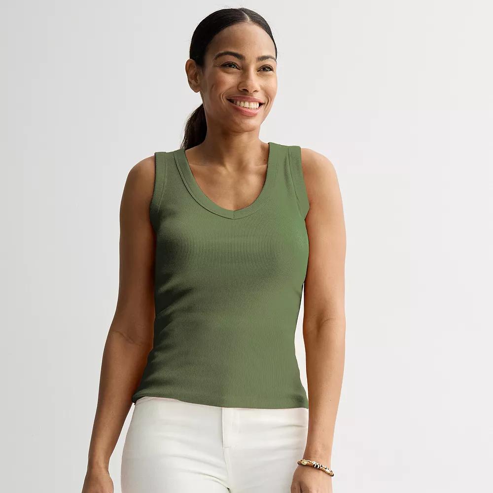 Women's Sonoma Goods For Life® Rib V-Neck Tank Top, Size: XXL, Brown Plum Product Image