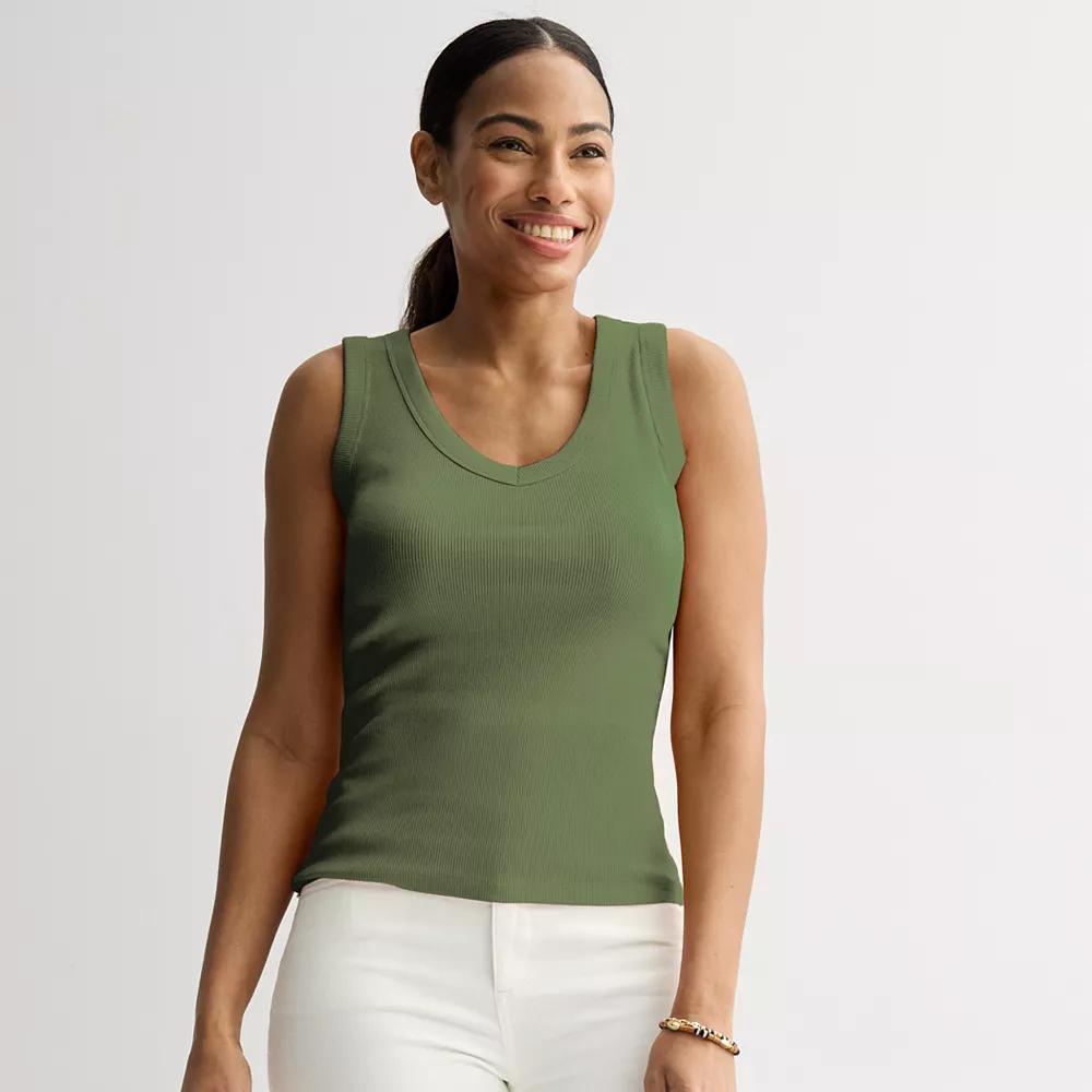 Women's Sonoma Goods For Life® Rib V-Neck Tank Top, Size: XXL, Brown Plum Product Image