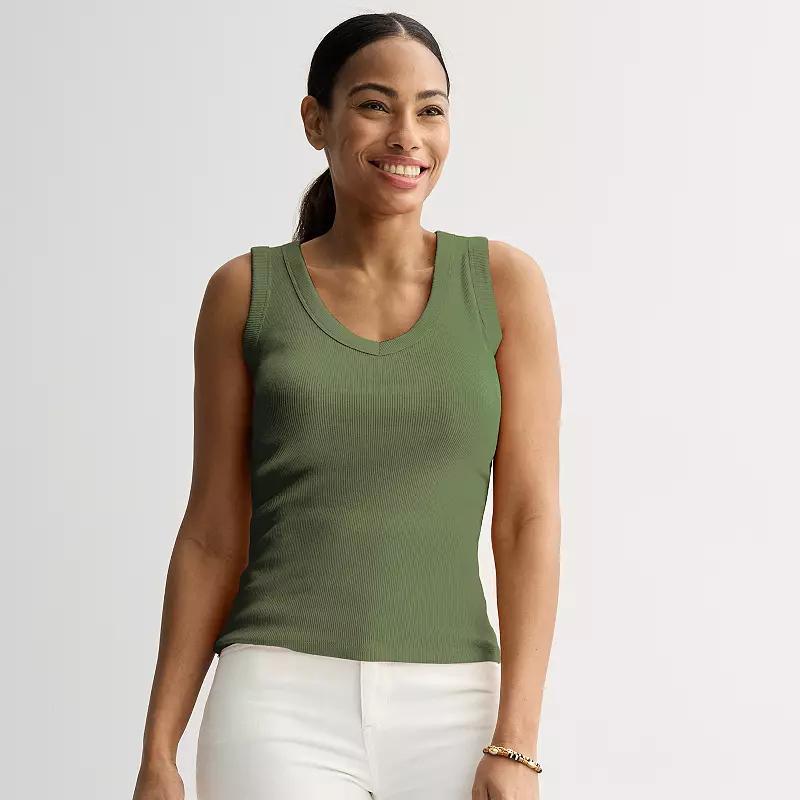 Women's Sonoma Goods For Life® Rib V-Neck Tank Top, Size: XXL, Brown Plum Product Image