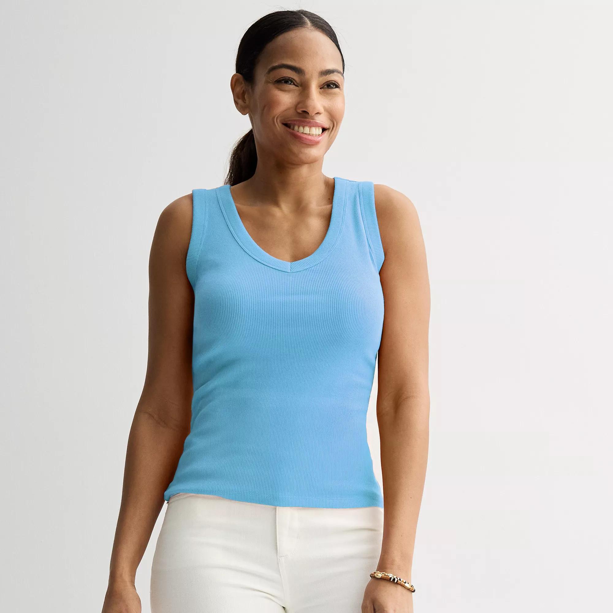 Women's Sonoma Goods For Life® Rib V-Neck Tank Top, Size: XXL, Pink Sandal Product Image