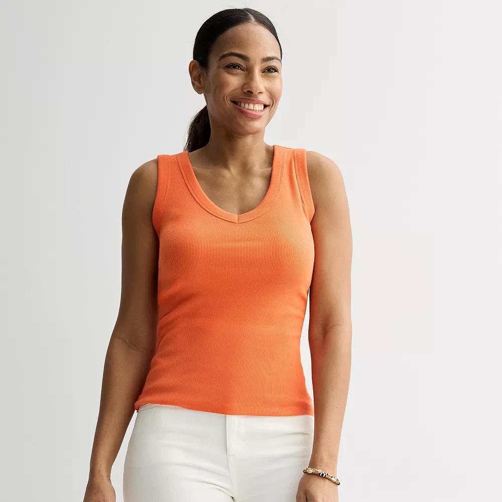 Women's Sonoma Goods For Life® Rib V-Neck Tank Top, Size: XXL, Brown Plum Product Image