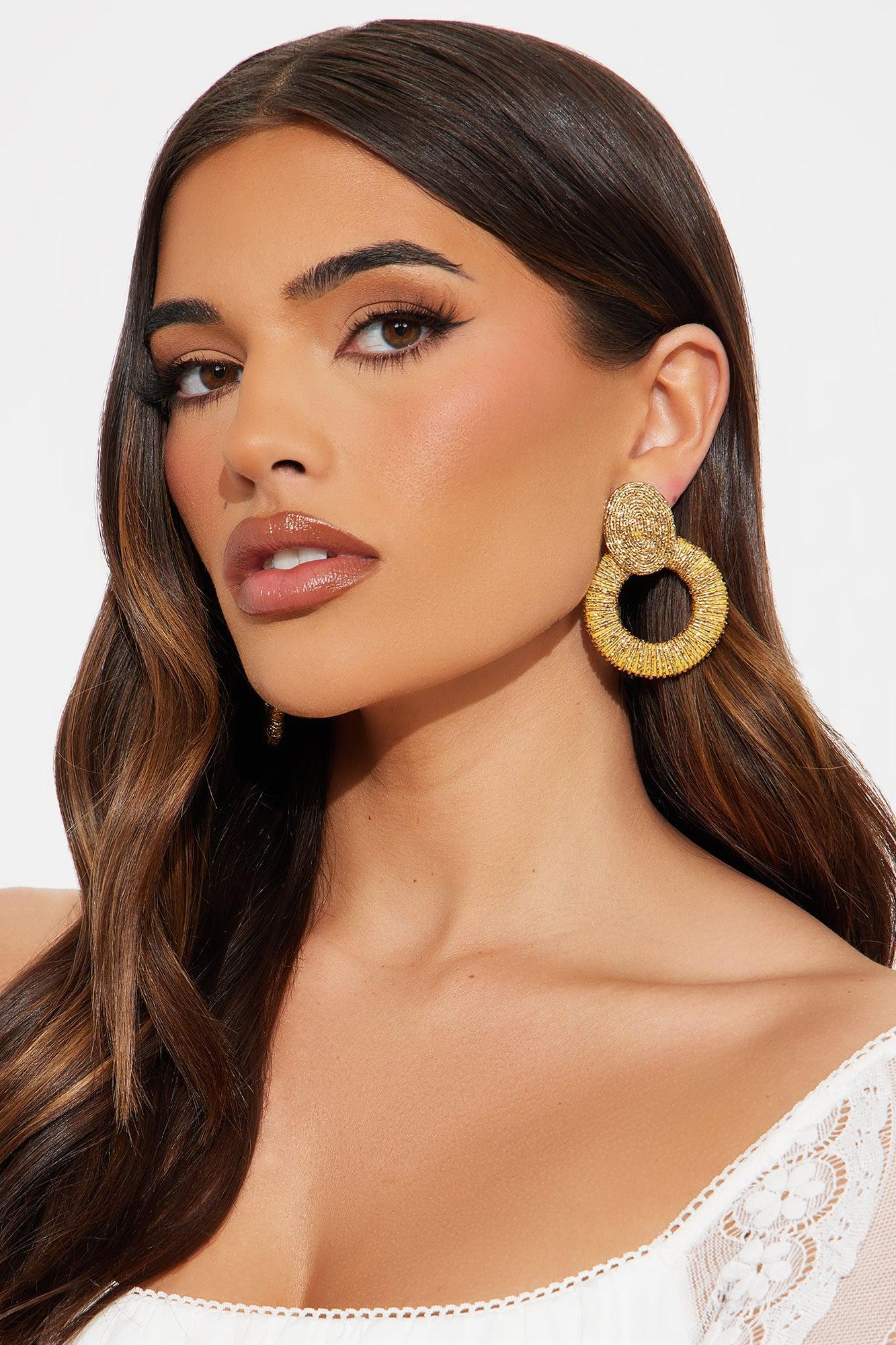 Beaded Bliss Earrings - Gold Product Image