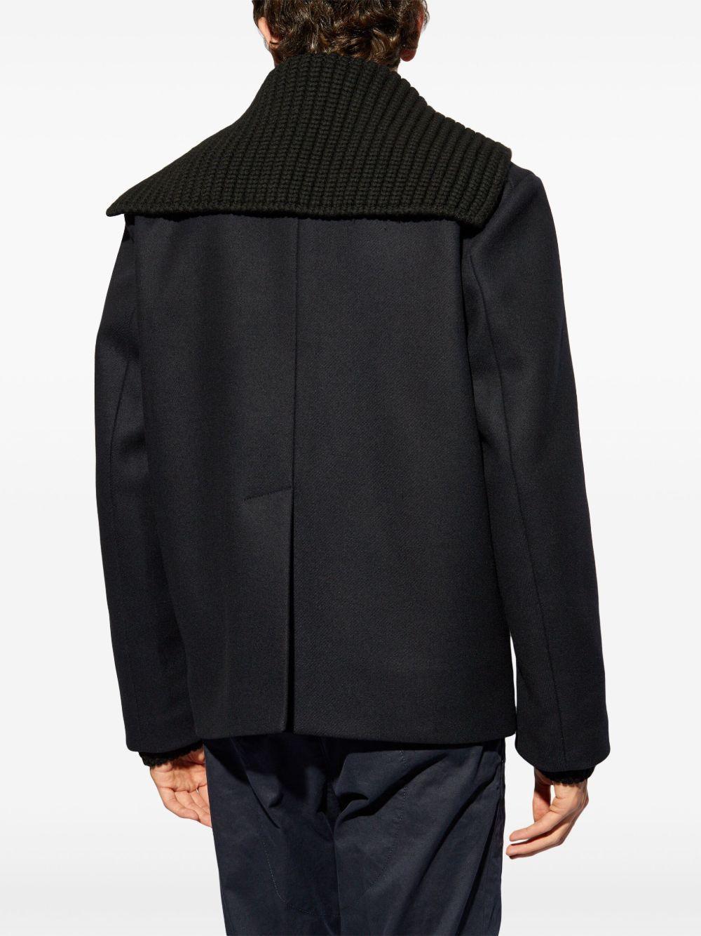 knit-panel double-breasted jacket Product Image