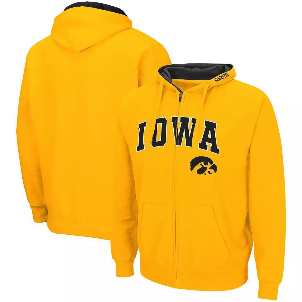 Men's Colosseum Gold Iowa Hawkeyes Arch & Logo 3.0 Full-Zip Hoodie, Size: Large Product Image