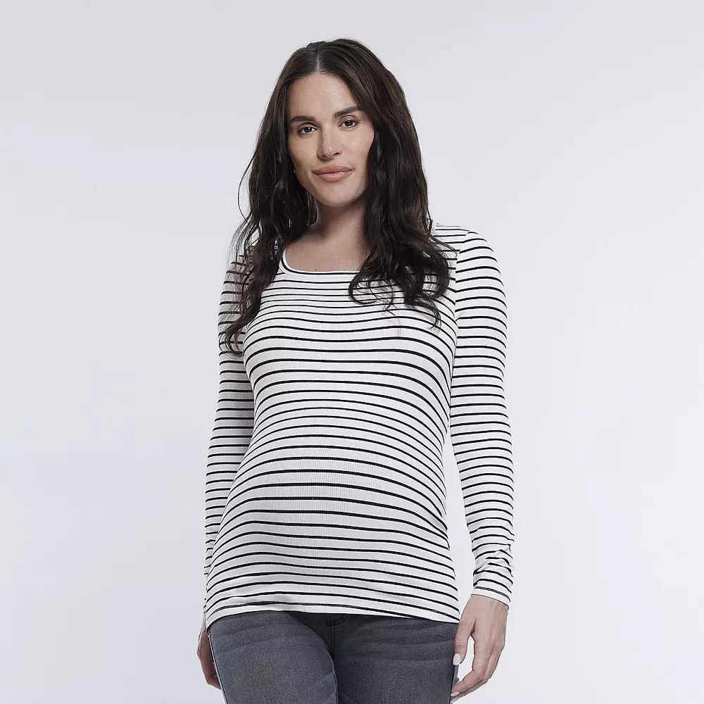 Maternity Motherhood® Square Neck Long Sleeve Tee, Women's, Size: XS-MAT, Sodalite Blue Product Image