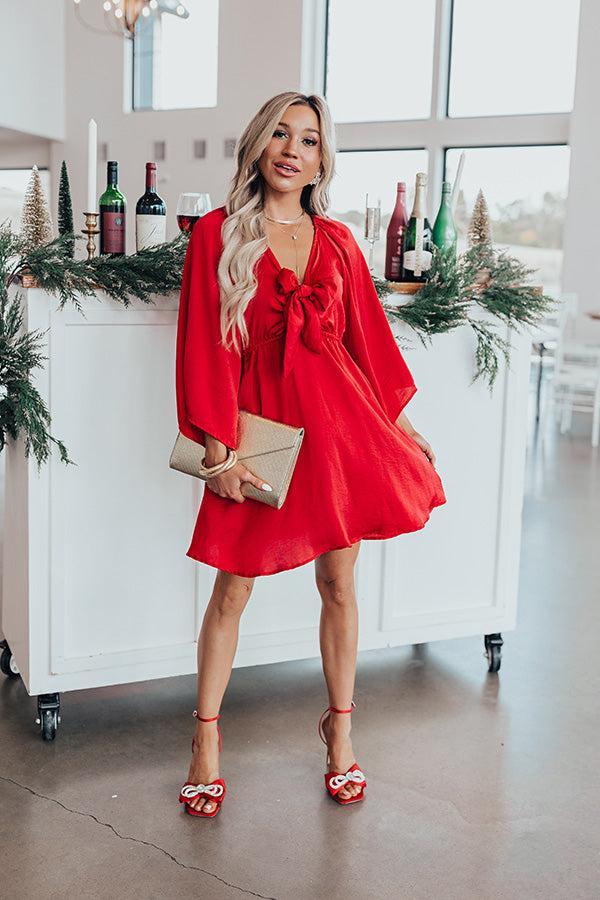 Sweetest Secret Front Tie Dress In Red Product Image