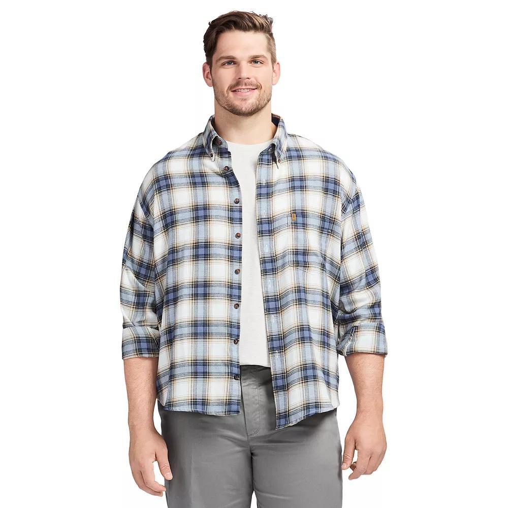 Big & Tall IZOD Stratton Flannel Long Sleeve Button Down Shirt, Men's, Size: 3XL Tall, Light Gingerbread Product Image